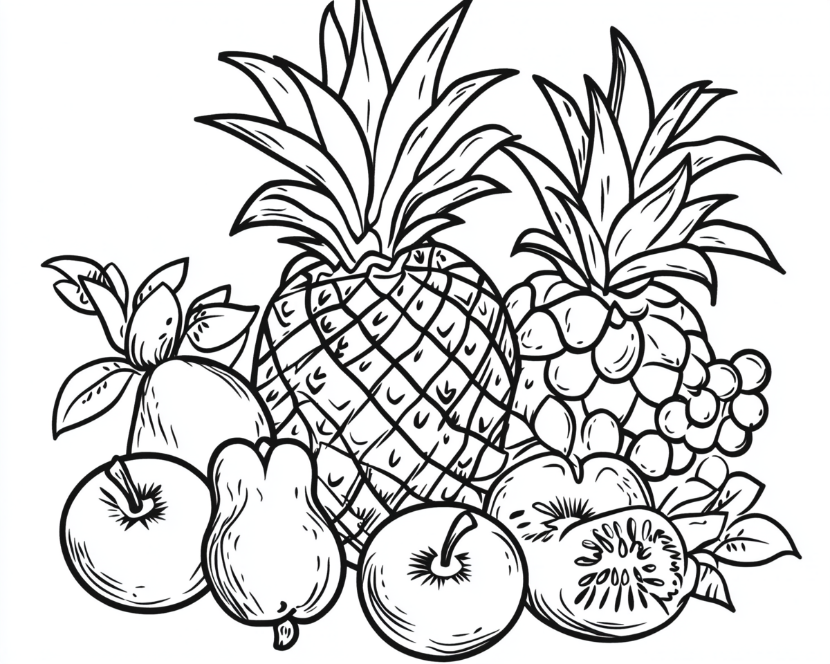 Два ананаси з яблуками й грушею