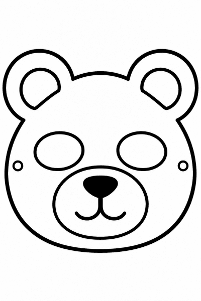 Розмальовка з ведмежою маскою з круглими вушками й отворами для очей