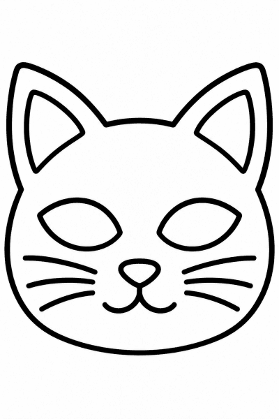 Розмальовка з котячою маскою з гострими вушками, вусами й отворами для очей