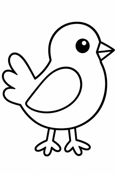 Розмальовка з мультяшною пташкою з чіткими контурами для малюків