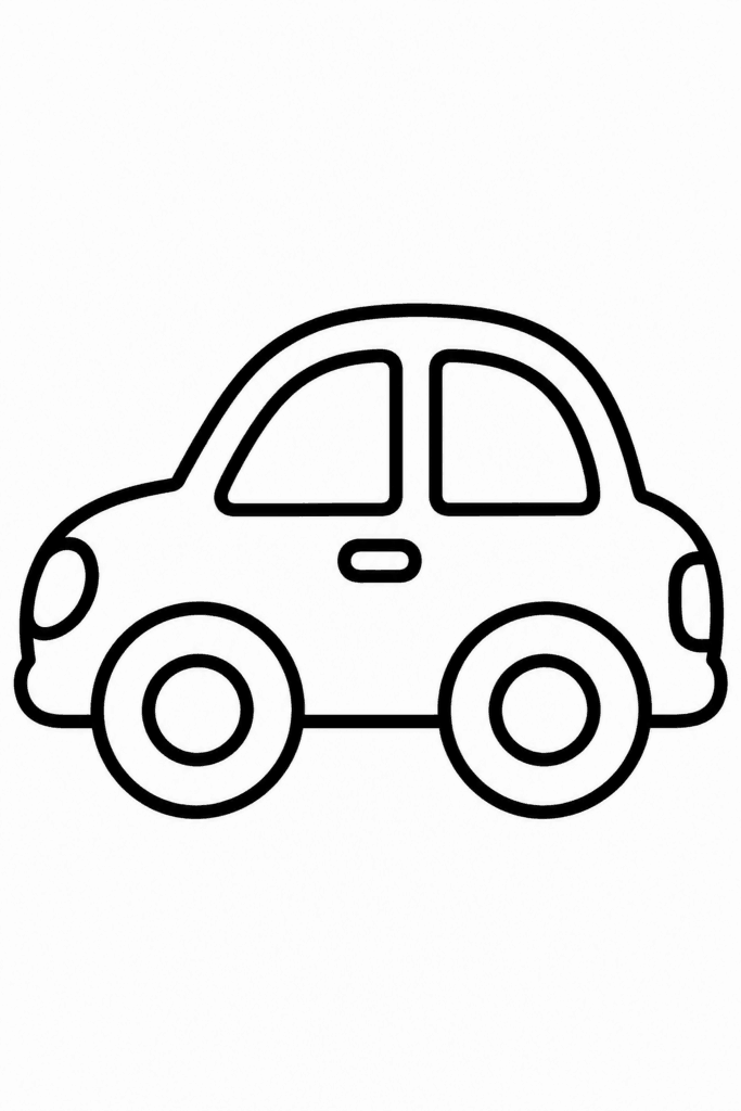 Розмальовка з простим автомобілем, намальованим товстими й чіткими контурами