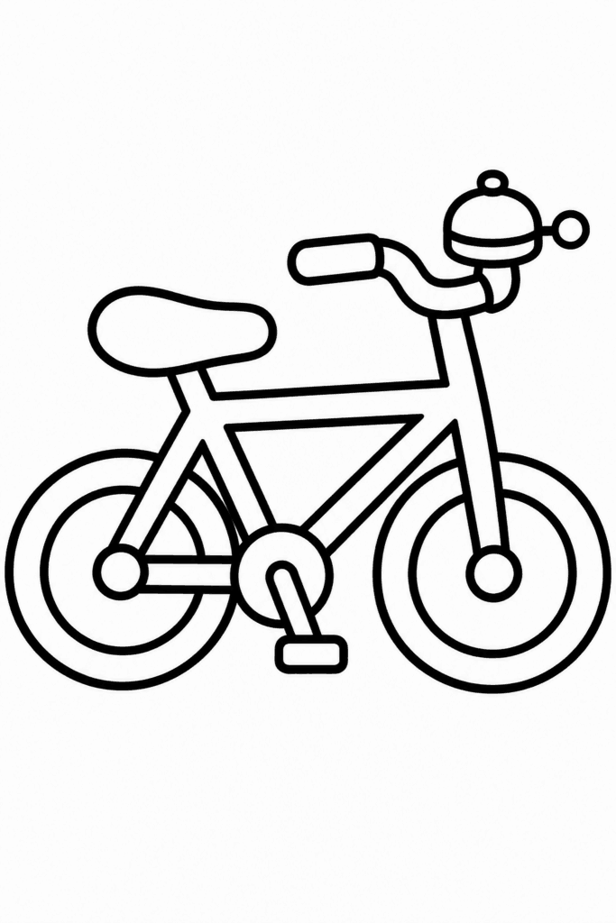 Розмальовка з велосипедом, на кермі якого закріплено дзвінок