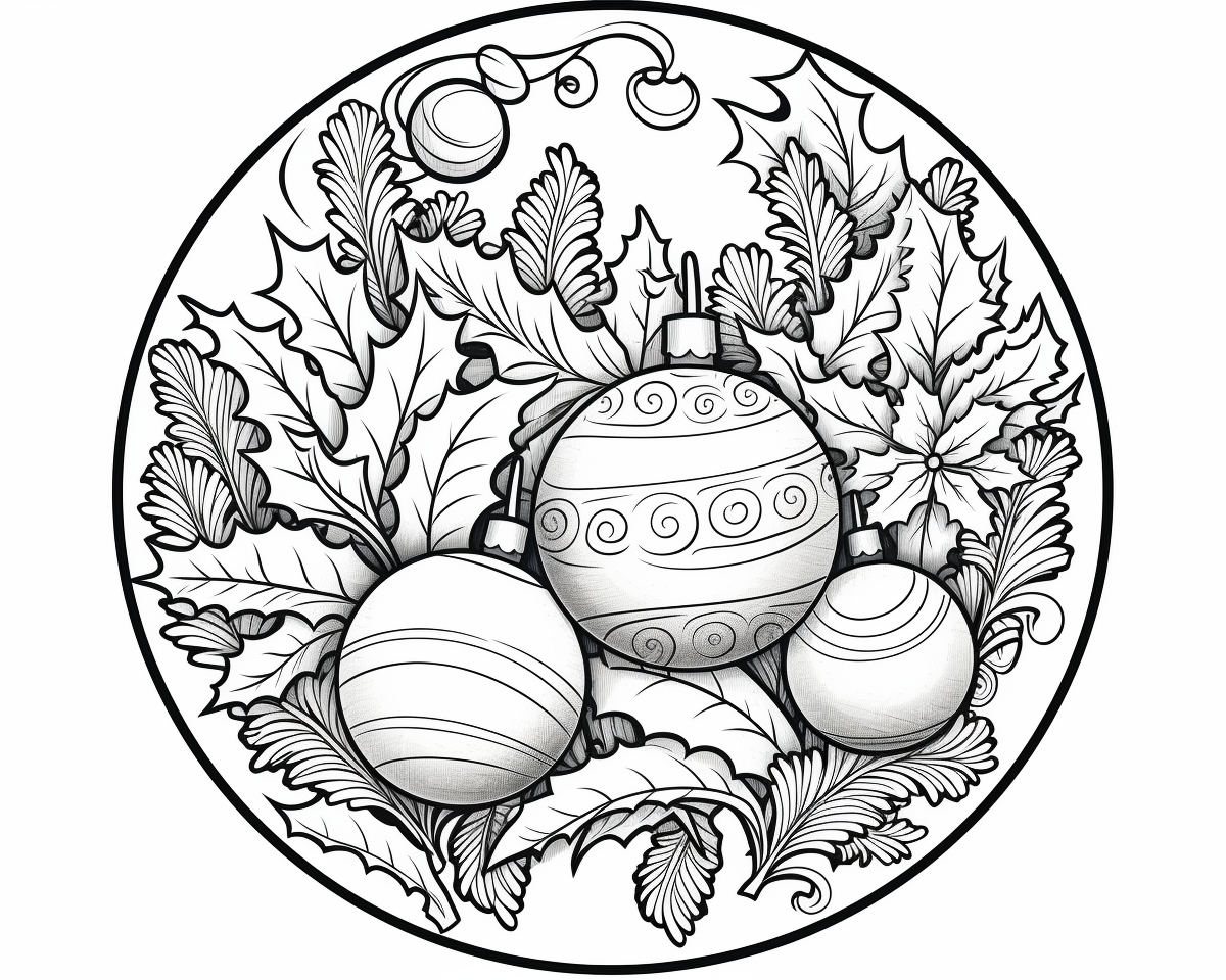 Три ялинкові кулі в колі з листя